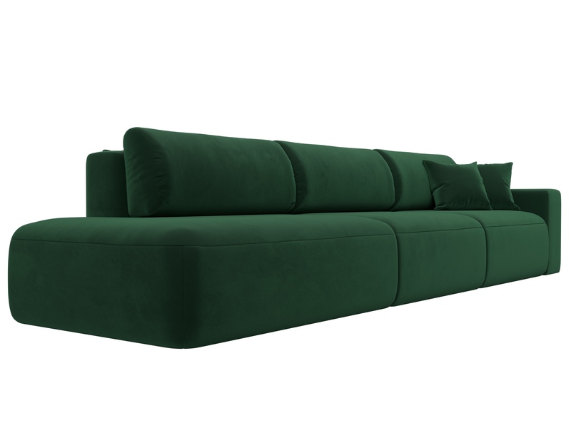 Диван прямой Лига-036 НПБ Модерн Лонг подлокотник справа, Велюр, SEVEN 626 зеленый