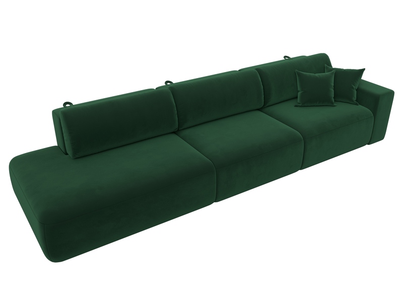 Диван прямой Лига-036 НПБ Модерн Лонг подлокотник справа, Велюр, SEVEN 626 зеленый