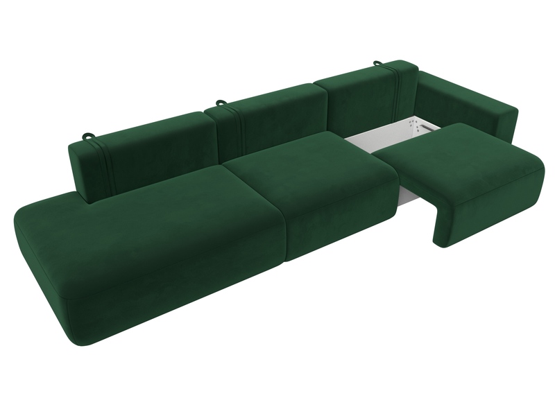 Диван прямой Лига-036 НПБ Модерн Лонг подлокотник справа, Велюр, SEVEN 626 зеленый