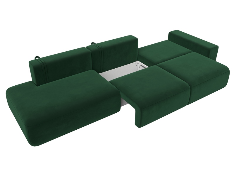 Диван прямой Лига-036 НПБ Модерн Лонг подлокотник справа, Велюр, SEVEN 626 зеленый