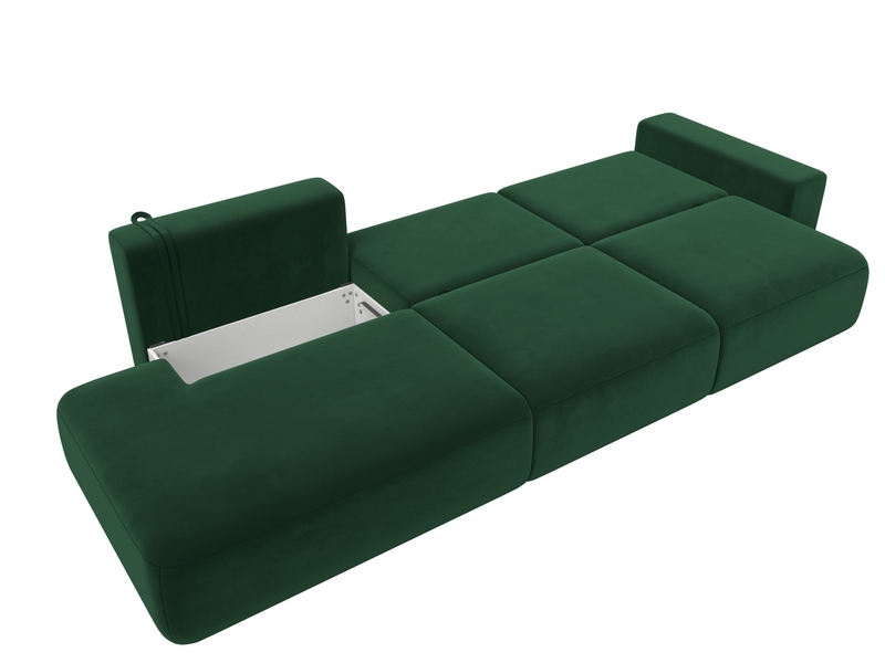 Диван прямой Лига-036 НПБ Модерн Лонг подлокотник справа, Велюр, SEVEN 626 зеленый