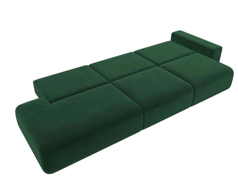 Диван прямой Лига-036 НПБ Модерн Лонг подлокотник справа, Велюр, SEVEN 626 зеленый