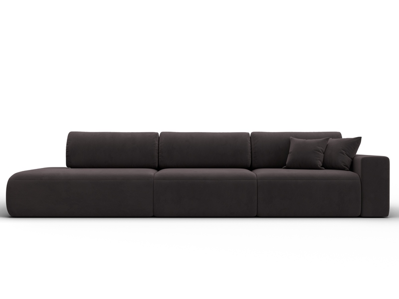 Диван прямой Лига-036 НПБ Модерн Лонг подлокотник справа, Велюр, SEVEN 727 коричневый