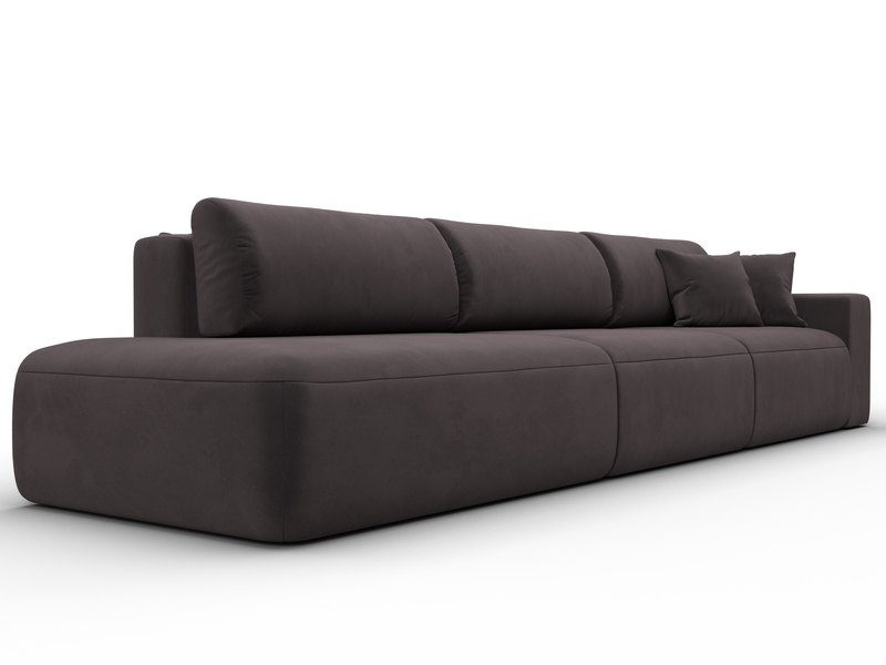 Диван прямой Лига-036 НПБ Модерн Лонг подлокотник справа, Велюр, SEVEN 727 коричневый