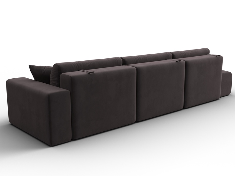 Диван прямой Лига-036 НПБ Модерн Лонг подлокотник справа, Велюр, SEVEN 727 коричневый