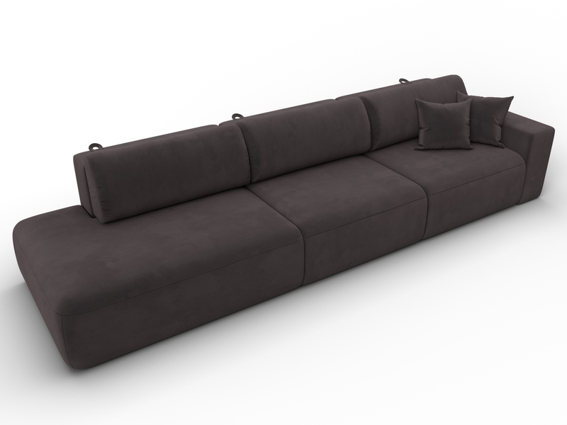 Диван прямой Лига-036 НПБ Модерн Лонг подлокотник справа, Велюр, SEVEN 727 коричневый