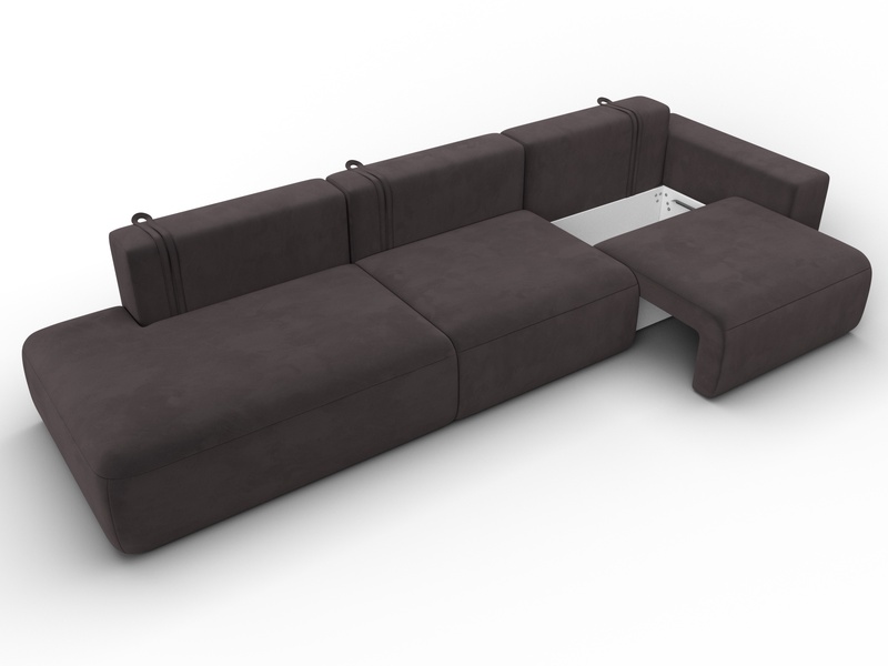 Диван прямой Лига-036 НПБ Модерн Лонг подлокотник справа, Велюр, SEVEN 727 коричневый