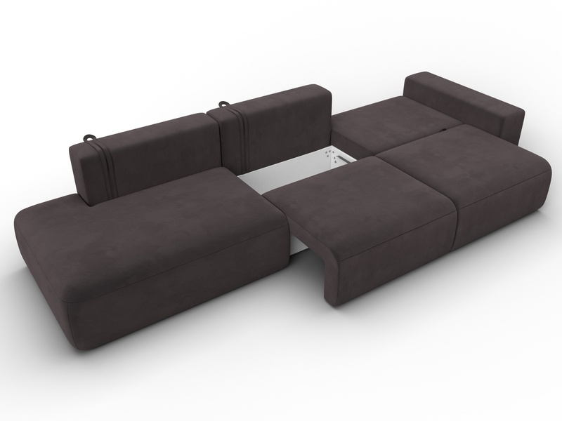 Диван прямой Лига-036 НПБ Модерн Лонг подлокотник справа, Велюр, SEVEN 727 коричневый