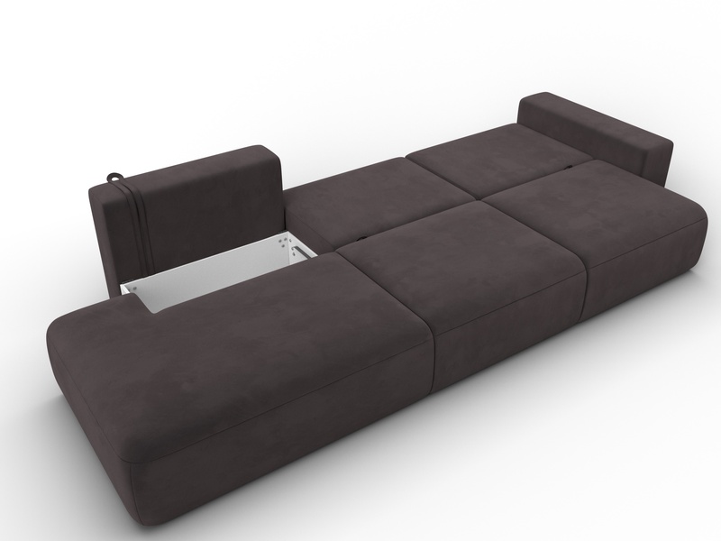 Диван прямой Лига-036 НПБ Модерн Лонг подлокотник справа, Велюр, SEVEN 727 коричневый