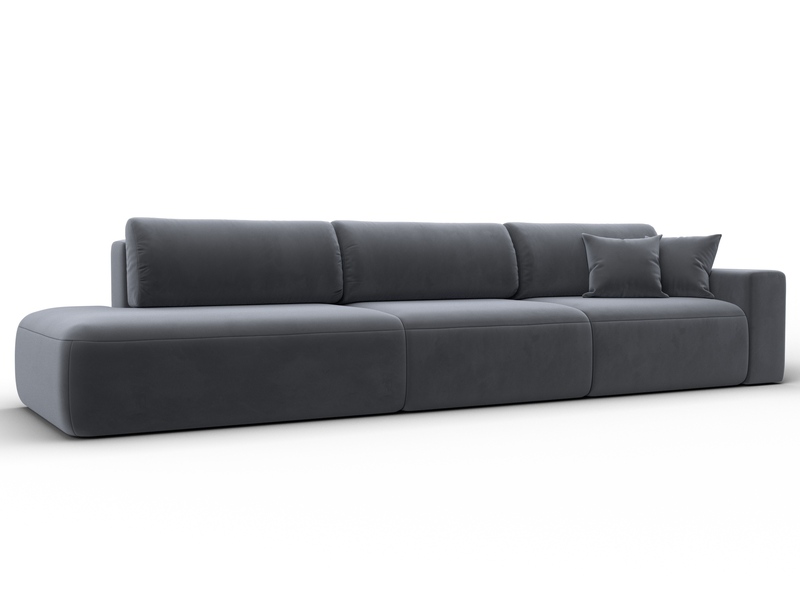 Диван прямой Лига-036 НПБ Модерн Лонг подлокотник справа, Велюр, SEVEN 17 серый