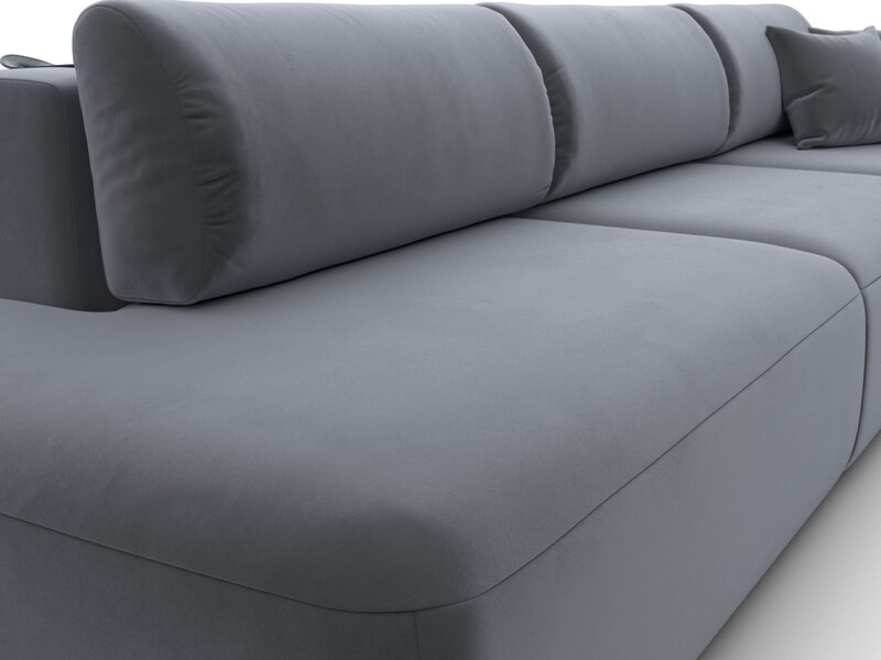 Диван прямой Лига-036 НПБ Модерн Лонг подлокотник справа, Велюр, SEVEN 17 серый