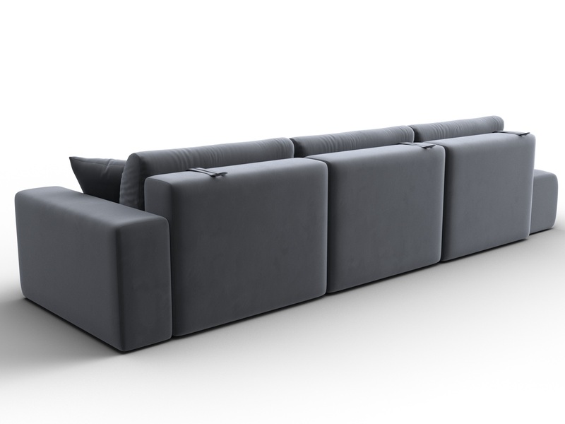 Диван прямой Лига-036 НПБ Модерн Лонг подлокотник справа, Велюр, SEVEN 17 серый