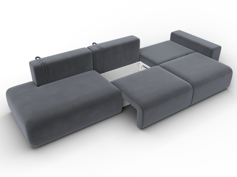 Диван прямой Лига-036 НПБ Модерн Лонг подлокотник справа, Велюр, SEVEN 17 серый