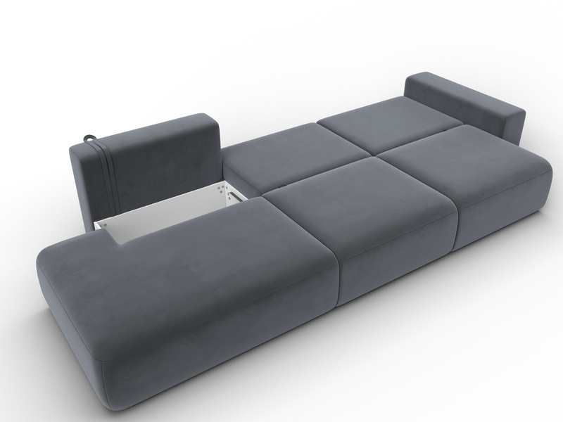 Диван прямой Лига-036 НПБ Модерн Лонг подлокотник справа, Велюр, SEVEN 17 серый