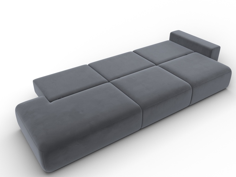 Диван прямой Лига-036 НПБ Модерн Лонг подлокотник справа, Велюр, SEVEN 17 серый