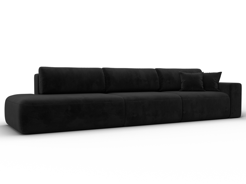 Диван прямой Лига-036 НПБ Модерн Лонг подлокотник справа, Велюр, SEVEN 35 черный