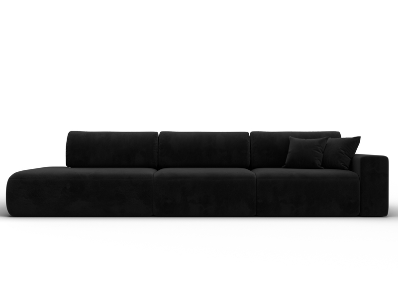 Диван прямой Лига-036 НПБ Модерн Лонг подлокотник справа, Велюр, SEVEN 35 черный
