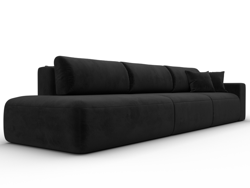 Диван прямой Лига-036 НПБ Модерн Лонг подлокотник справа, Велюр, SEVEN 35 черный