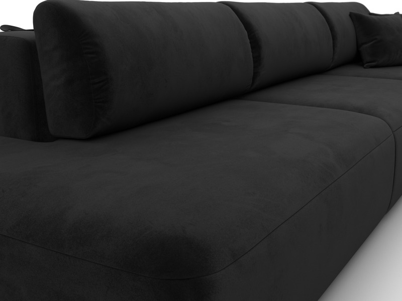 Диван прямой Лига-036 НПБ Модерн Лонг подлокотник справа, Велюр, SEVEN 35 черный