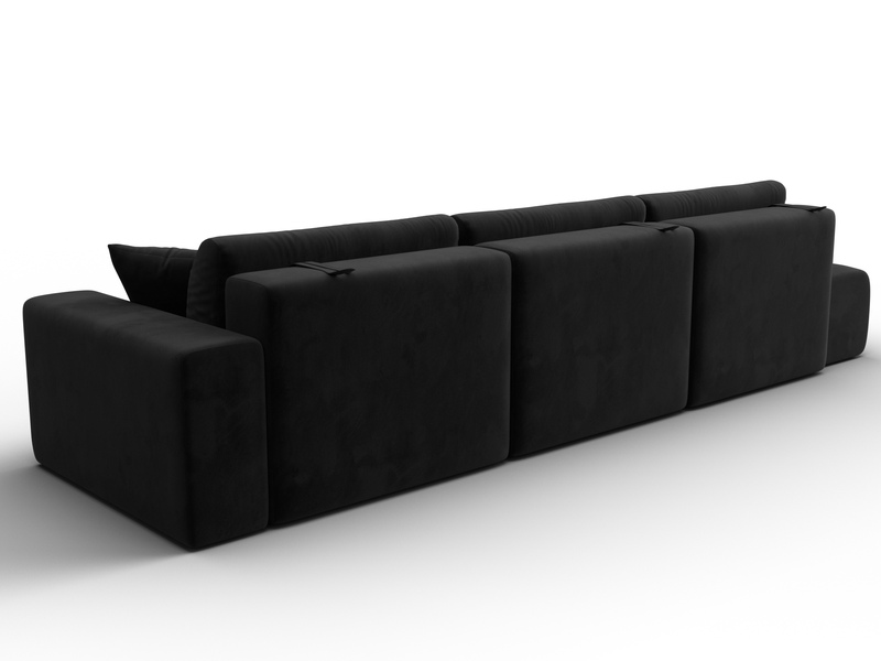 Диван прямой Лига-036 НПБ Модерн Лонг подлокотник справа, Велюр, SEVEN 35 черный