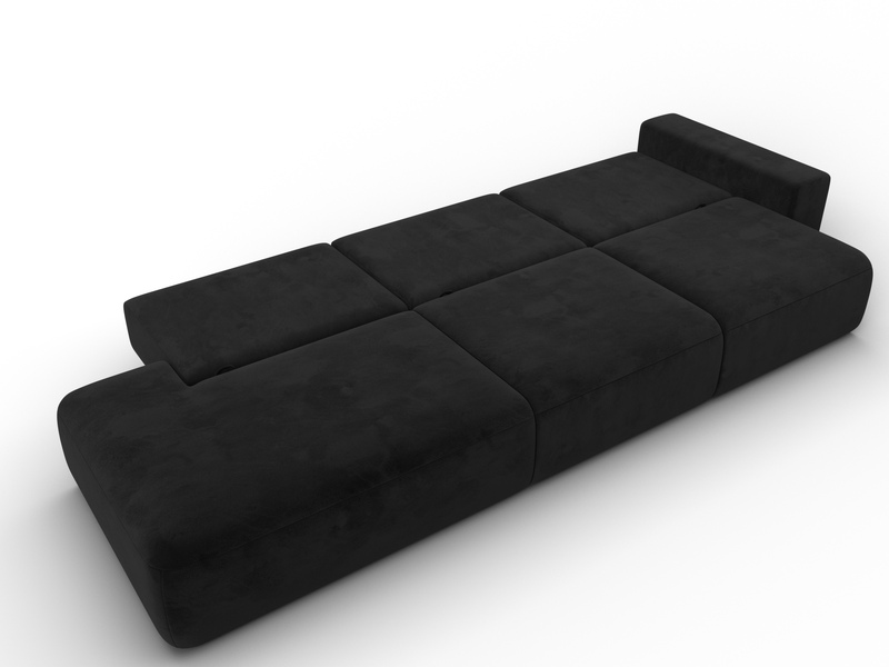 Диван прямой Лига-036 НПБ Модерн Лонг подлокотник справа, Велюр, SEVEN 35 черный