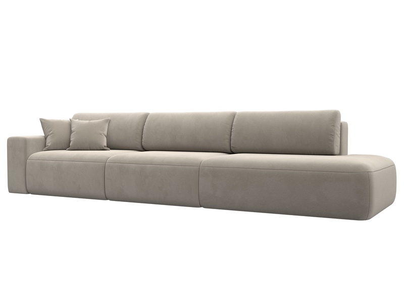 Диван прямой Лига-036 НПБ Модерн Лонг подлокотник слева, Микровельвет, Бежевый