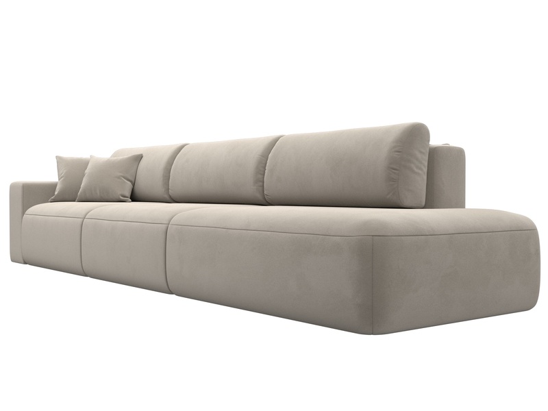 Диван прямой Лига-036 НПБ Модерн Лонг подлокотник слева, Микровельвет, Бежевый