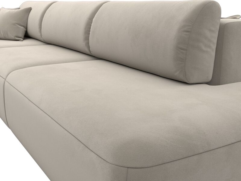 Диван прямой Лига-036 НПБ Модерн Лонг подлокотник слева, Микровельвет, Бежевый