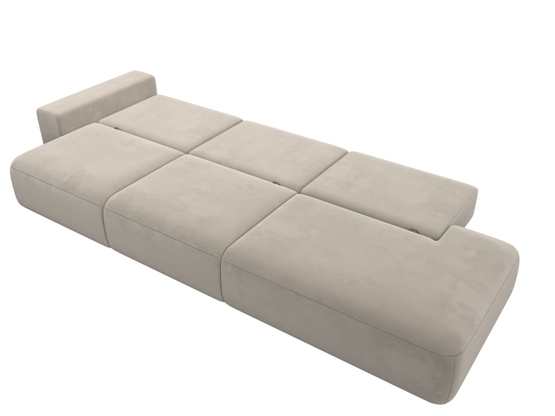 Диван прямой Лига-036 НПБ Модерн Лонг подлокотник слева, Микровельвет, Бежевый