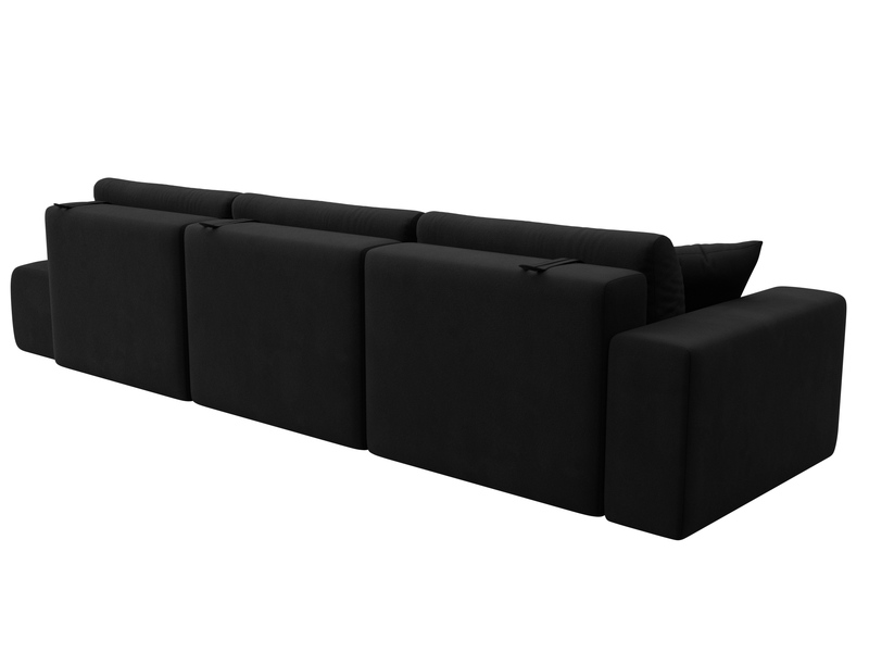 Диван прямой Лига-036 НПБ Модерн Лонг подлокотник слева, Микровельвет, Черный