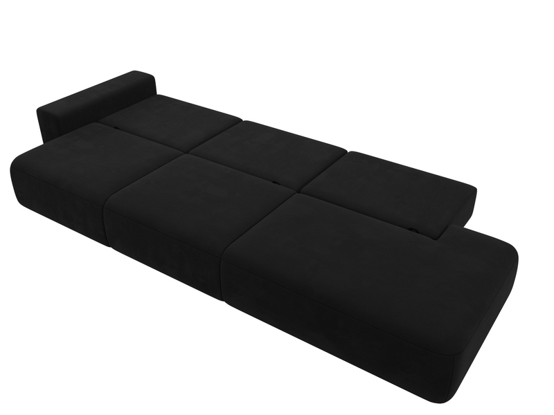 Диван прямой Лига-036 НПБ Модерн Лонг подлокотник слева, Микровельвет, Черный