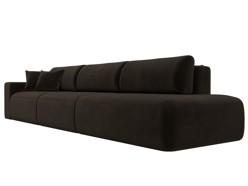 Диван прямой Лига-036 НПБ Модерн Лонг подлокотник слева, Микровельвет, Коричневый