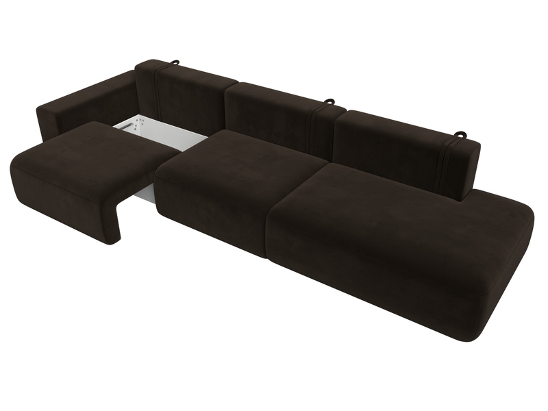 Диван прямой Лига-036 НПБ Модерн Лонг подлокотник слева, Микровельвет, Коричневый
