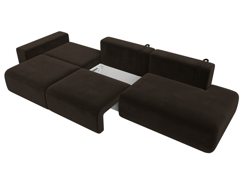 Диван прямой Лига-036 НПБ Модерн Лонг подлокотник слева, Микровельвет, Коричневый