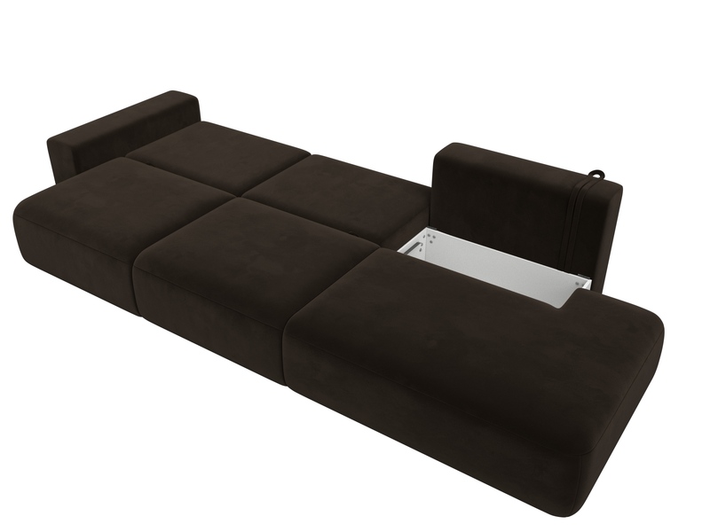Диван прямой Лига-036 НПБ Модерн Лонг подлокотник слева, Микровельвет, Коричневый