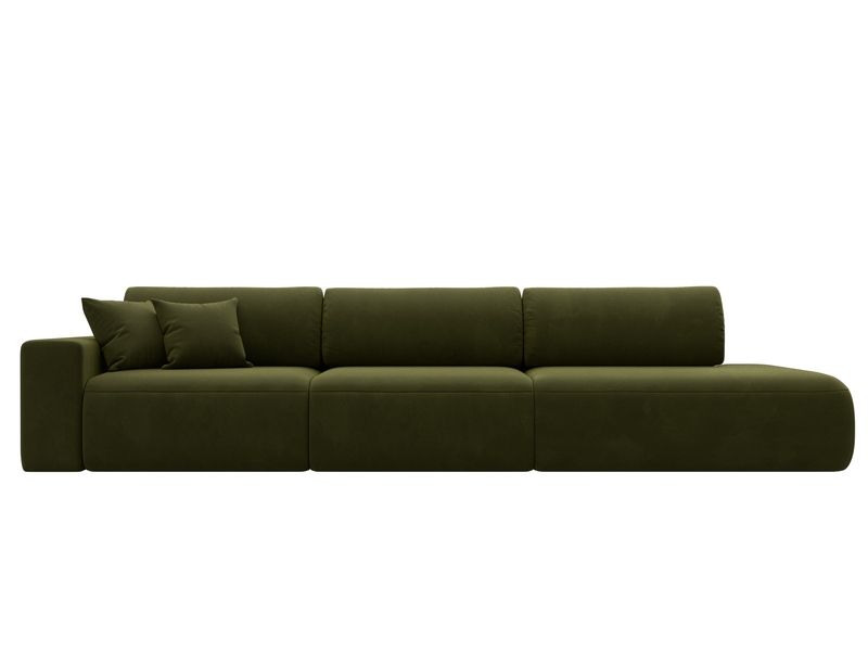Диван прямой Лига-036 НПБ Модерн Лонг подлокотник слева, Микровельвет, Зеленый