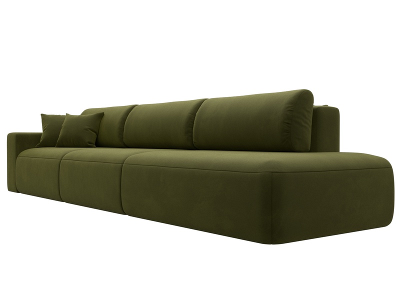 Диван прямой Лига-036 НПБ Модерн Лонг подлокотник слева, Микровельвет, Зеленый