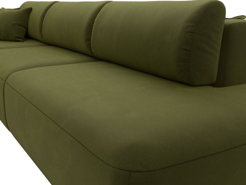 Диван прямой Лига-036 НПБ Модерн Лонг подлокотник слева, Микровельвет, Зеленый