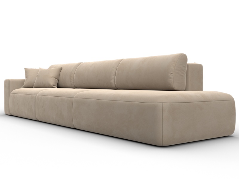 Диван прямой Лига-036 НПБ Модерн Лонг подлокотник слева, Велюр, SEVEN 729 бежевый