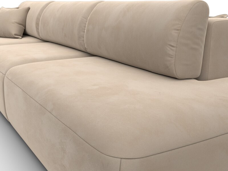 Диван прямой Лига-036 НПБ Модерн Лонг подлокотник слева, Велюр, SEVEN 729 бежевый