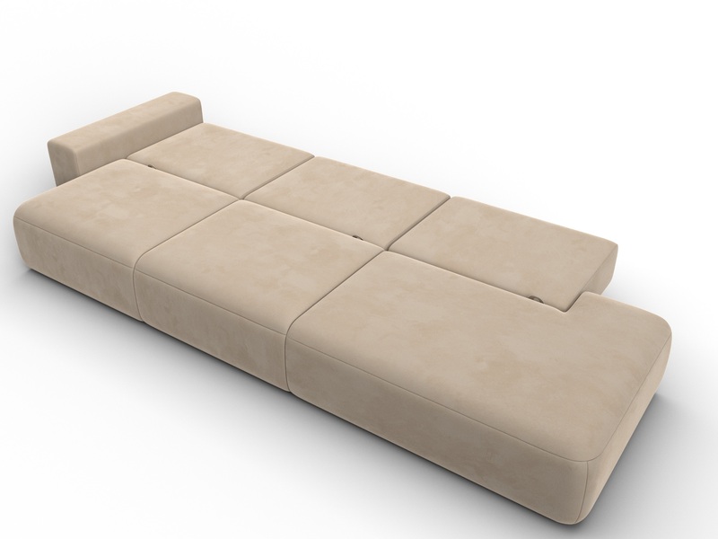Диван прямой Лига-036 НПБ Модерн Лонг подлокотник слева, Велюр, SEVEN 729 бежевый