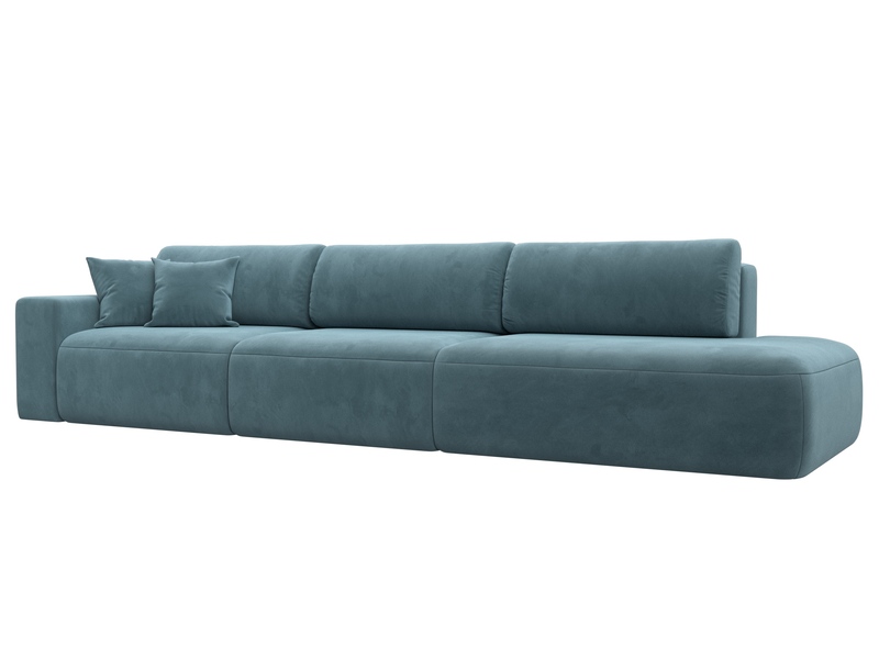 Диван прямой Лига-036 НПБ Модерн Лонг подлокотник слева, Велюр, SEVEN 113 бирюзовый