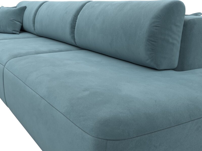 Диван прямой Лига-036 НПБ Модерн Лонг подлокотник слева, Велюр, SEVEN 113 бирюзовый