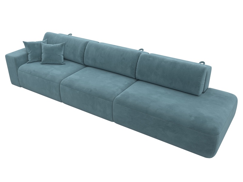 Диван прямой Лига-036 НПБ Модерн Лонг подлокотник слева, Велюр, SEVEN 113 бирюзовый