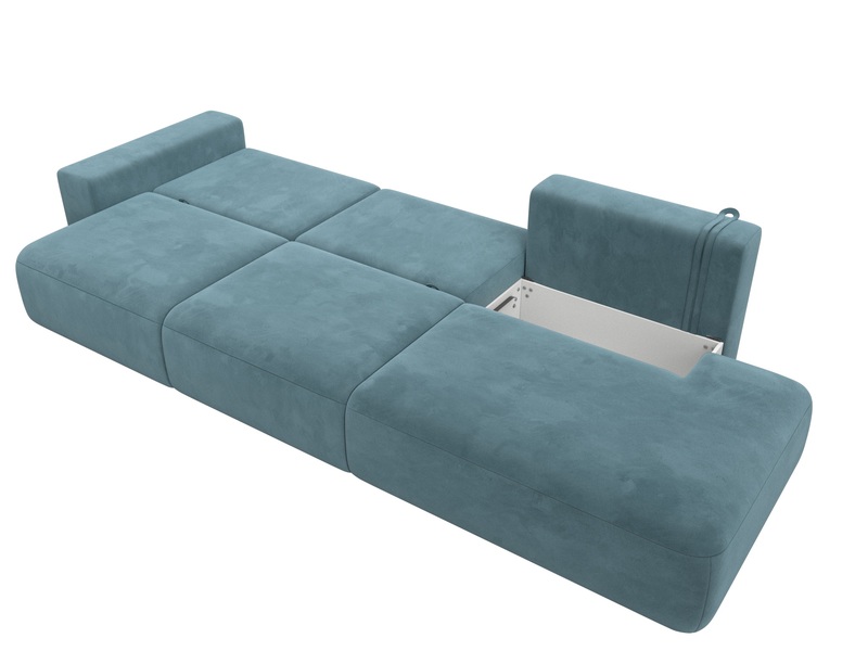 Диван прямой Лига-036 НПБ Модерн Лонг подлокотник слева, Велюр, SEVEN 113 бирюзовый