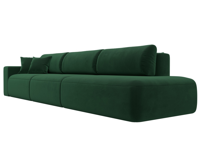 Диван прямой Лига-036 НПБ Модерн Лонг подлокотник слева, Велюр, SEVEN 626 зеленый