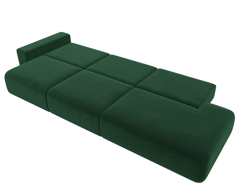 Диван прямой Лига-036 НПБ Модерн Лонг подлокотник слева, Велюр, SEVEN 626 зеленый