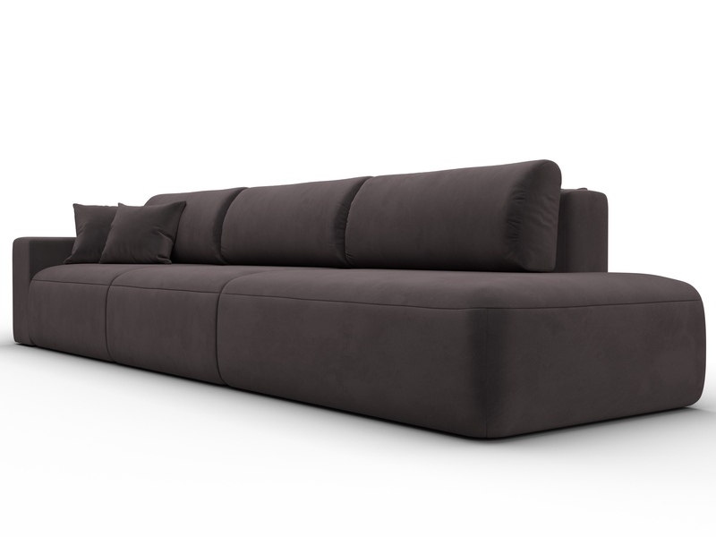 Диван прямой Лига-036 НПБ Модерн Лонг подлокотник слева, Велюр, SEVEN 727 коричневый