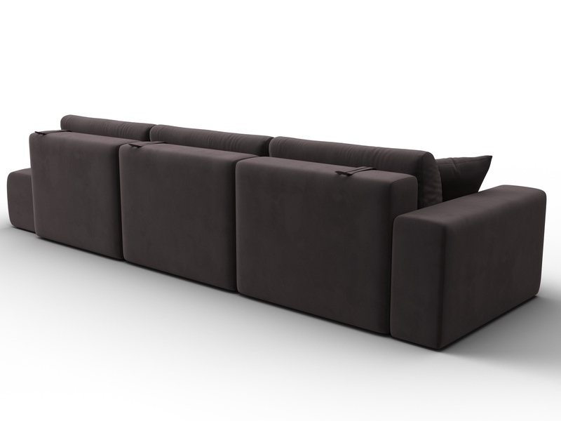 Диван прямой Лига-036 НПБ Модерн Лонг подлокотник слева, Велюр, SEVEN 727 коричневый