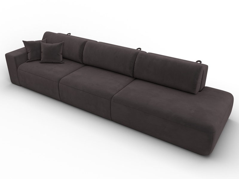 Диван прямой Лига-036 НПБ Модерн Лонг подлокотник слева, Велюр, SEVEN 727 коричневый